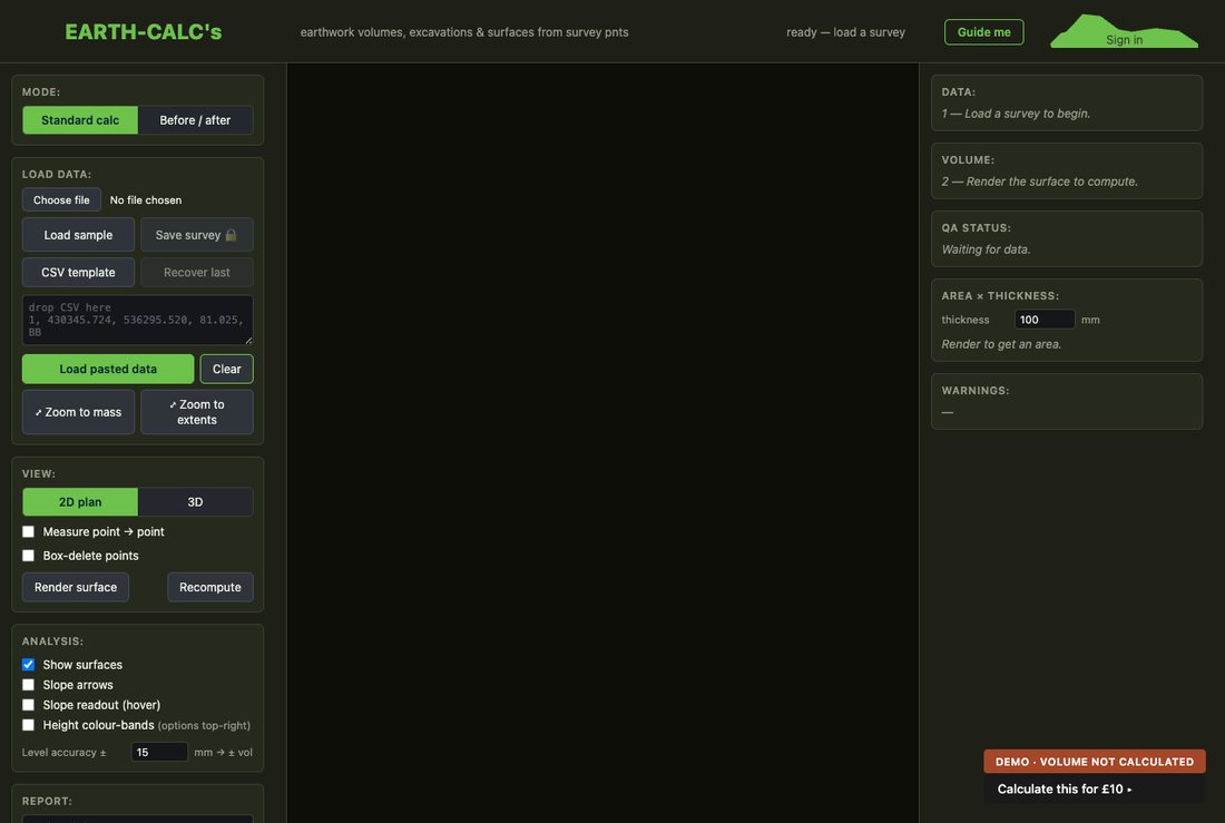 EARTH-CALC's — earthwork volumes from survey points