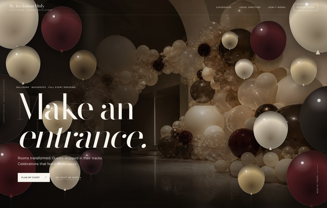 By Invitation Only — concept direction for a premium event-design studio