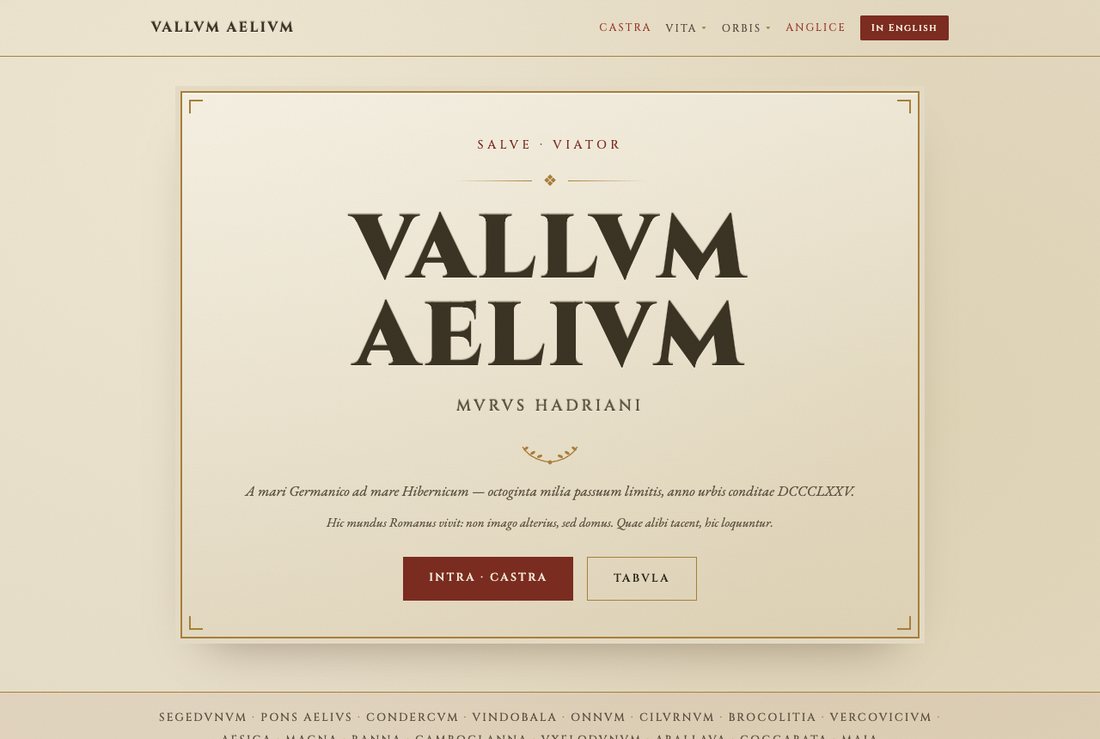 Vallum Aelium — the Wall site written entirely in Latin