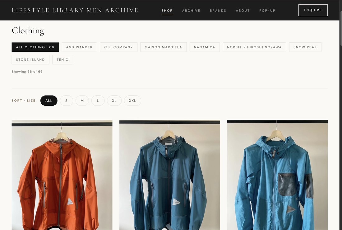 Lifestyle Library Men Archive — the shop, 66 pieces filtered by brand and size