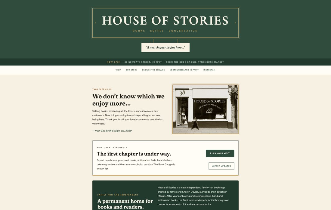 House of Stories bookshop website